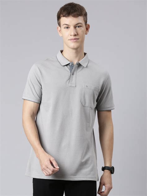 Classic Polo Men's Casual Solid Silver Half Sleeve Authentic Fit T-Shi