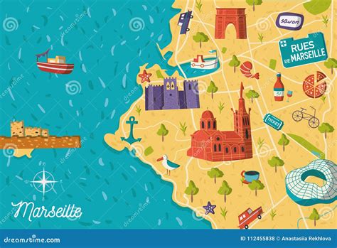 France Marseille City Map Illustration Stock Vector - Illustration of ...