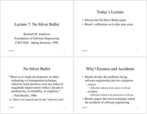 Lecture 07 - no silver bullet - Lecture Discuss the No Silver Bullet ...