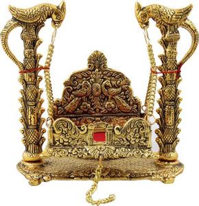 pranchi Gold Plated Laddu Gopal Jhula | Singhasan Decorative Showpiece ...