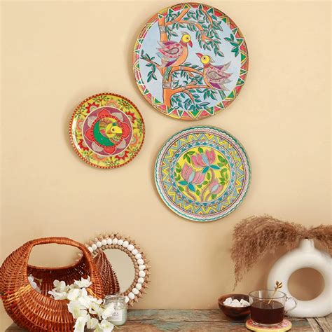 Buy RITUALISTIC Madhubani Wall Plates- Set of 3 |Home Decor | Painting ...