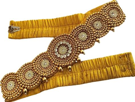 MAGGAM FASHION Perfect Golden Vaddanam and Kamarbandh | Women's Saree ...