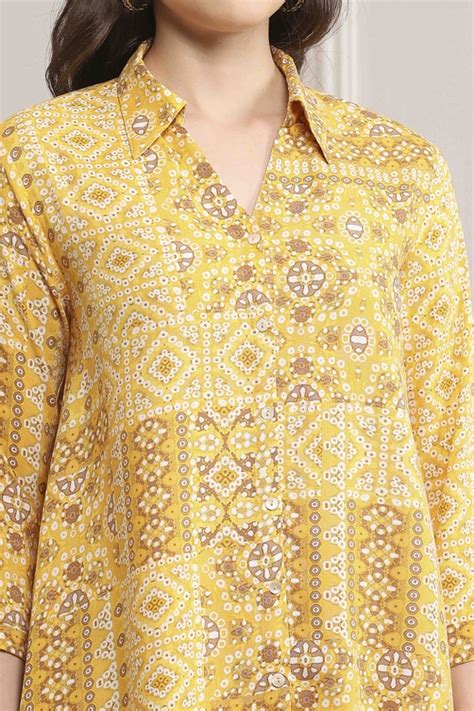 Yellow Rayon Printed Top