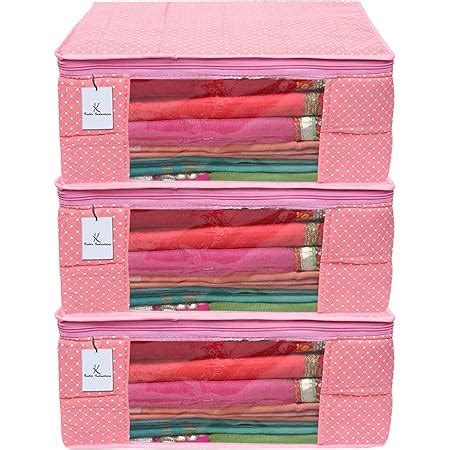 Kuber Industries Polka Dots 3 Piece Cotton 3 Layered Quilted Saree ...