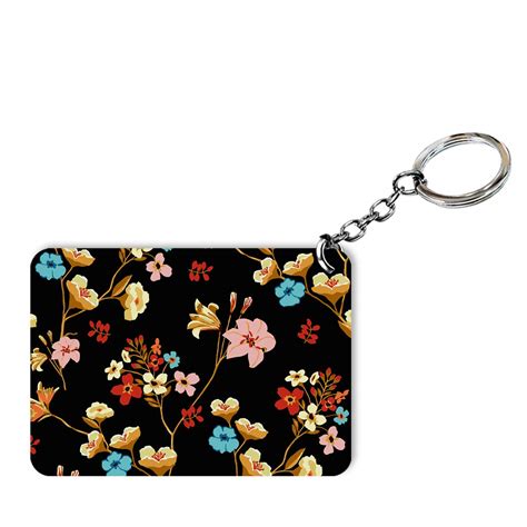 Art Decor Premium Quality Key Chain | Floral Design Printed | Rectangle ...