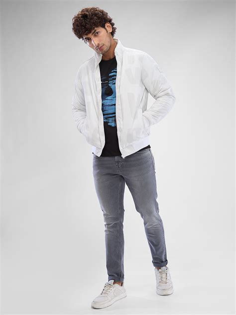 Spykar White Polyester Full Sleeve Jacket For Men