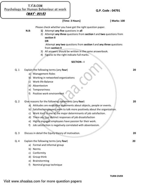 Psychology for Human Behaviour at Work 2017-2018 BCom IDOL ...