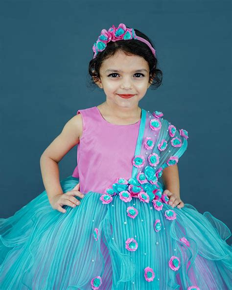 Buy Blue and Green Combo Organza Gown for Kids Online | Girls Party ...