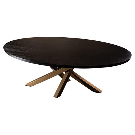 Ad Meliora Black Oak Dining Table with Fluted Detail Base For Sale at ...