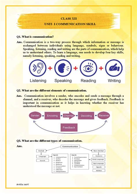 CLASS XII I Communication Skill Chapter 1 Q&A Notes - Studocu