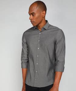 Calvin Klein Jeans Men Self Design Casual Grey Shirt - Buy Calvin Klein ...