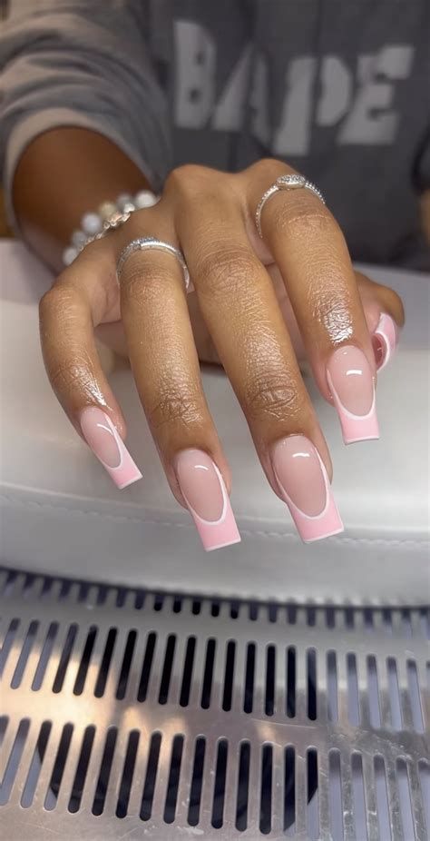 Colored Acrylic Nails, French Tip Acrylic Nails, Short Square Acrylic ...