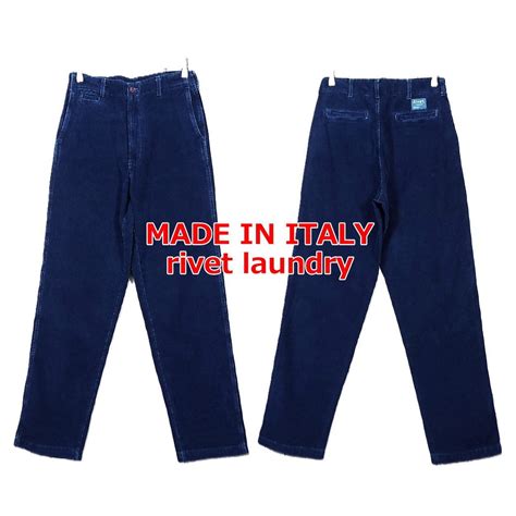 【イタリア製】rivet laundry（リベット）コーデュロイ パンツ W29インチ（ウエスト77cm） ネイビーブルー【湘南倉庫】 メンズ ...