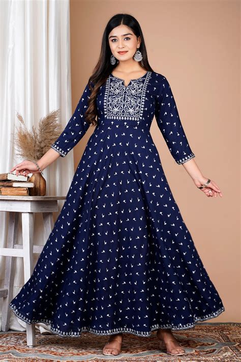 Ethnic Motifs Printed Stylish Embroidered Anarkali Gown – Style Jaipur