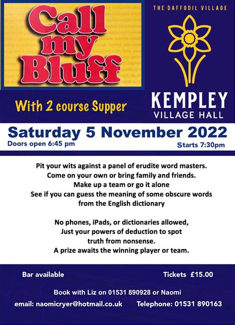 Call My Bluff November 2022 | Kempley Village Hall