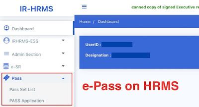 hrms login railway employee E-Pass PTO hrms.indianrail.gov.in/HRMS Process