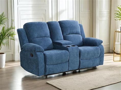 Golden Furniture Fabric Recliner for Living Room, Blue Double Recliner ...