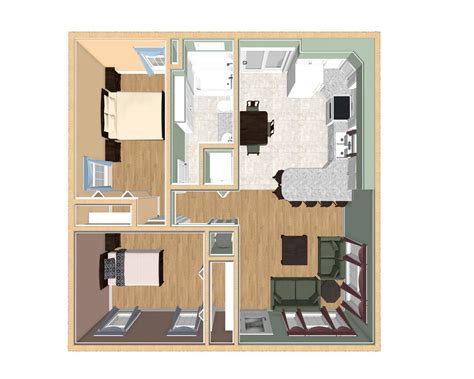 2 Bedroom 1 Bath Compact Cottage Architectural Plans, 797 SF, 30'x27 ...