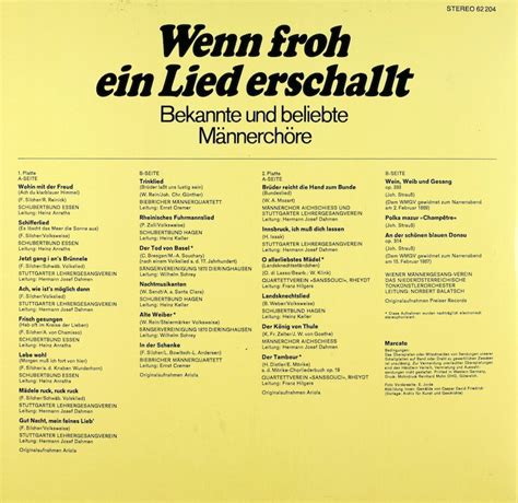Wenn froh ein Lied erschallt. Bekannte und beliebte Männerchöre ...