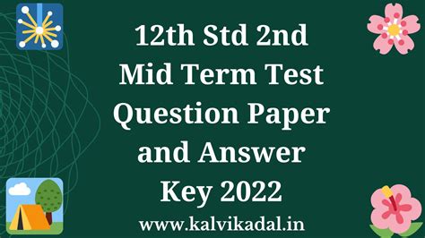 12th 2nd Mid Term Test Question Papers and Answer Key 2022