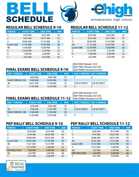 Bell Schedule - About Us - Entrepreneur High School Fontana