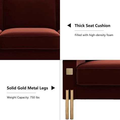 Buy HOMMOO 93 Mid Century Modern Chesterfield Couch with Gold Legs ...