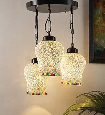 Devansh HL80, Multicolor Mosaic Glass Cluster Hanging Lamp (Multicolor ...