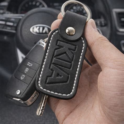 Premium Black Leather Keychain – BMW / KIA / Jeep Embossed logos with ...