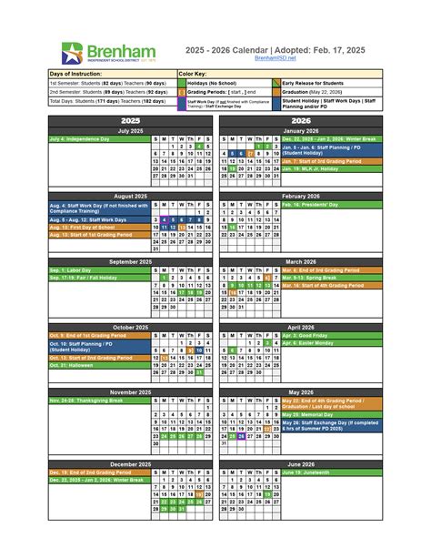 Brenham ISD School Calendar 25-26 [PDF] revised - EduCounty