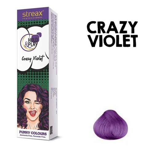 Streax Professional Hold & Play Funky Colours - Crazy Violet, 100Gm ...