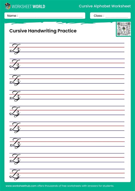 Letter Z Cursive Handwriting Worksheets - Worksheet World