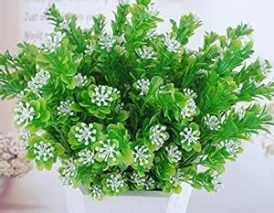 Buy ChezMax Artificial Plants Fake Plastic Leaves Bushes Faux Shrubs ...