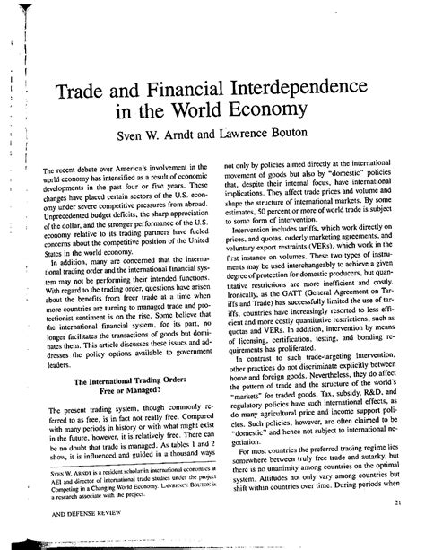 SOLUTION: Trade and financial interdependence in the world economy ...