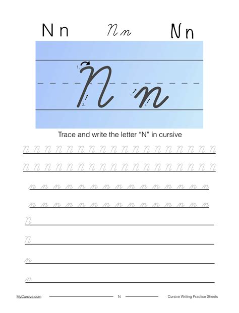 Cursive N: Full Tutorial and Worksheet