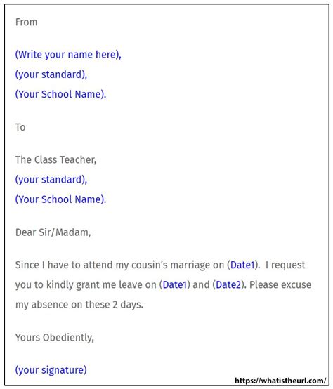 Leave Letter for School: Format for Leave letter, Tips, Sample of Leave ...
