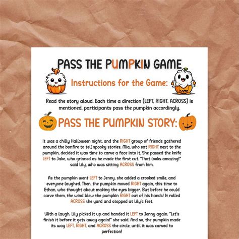 Pass the Pumpkin Game,halloween Printable Game,left,right,across Pass ...