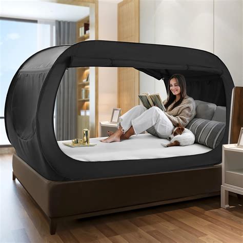Amazon.com: PLEKER Privacy Pop Up Bed Tent for Twin, Portable Tent with Double Doors, Easy Setup ...