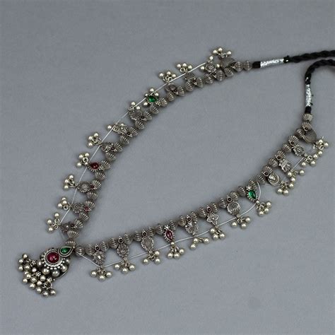 Pure silver kolhapuri saaj- Javmani With Saaj Ghat Pendant. – Siddhi Silver