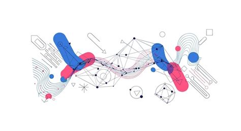 Abstract network with geometric shapes and connected lines | Premium Vector