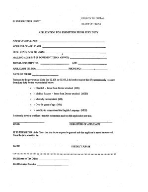 2020-2025 Form TX Application for Exemption from Jury Duty - County of ...