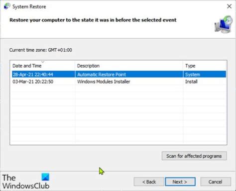View Restore Points 的图像结果