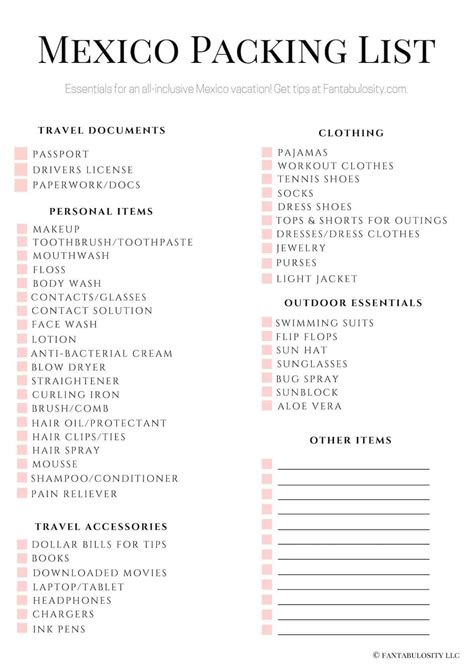 What to Pack for Mexico - Free Printable Checklist | Mexico packing ...