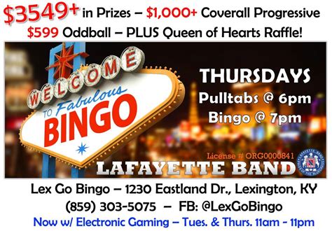 Thursday Night Bingo (Lafayette Band), 1230 Eastland Drive, Lexington ...