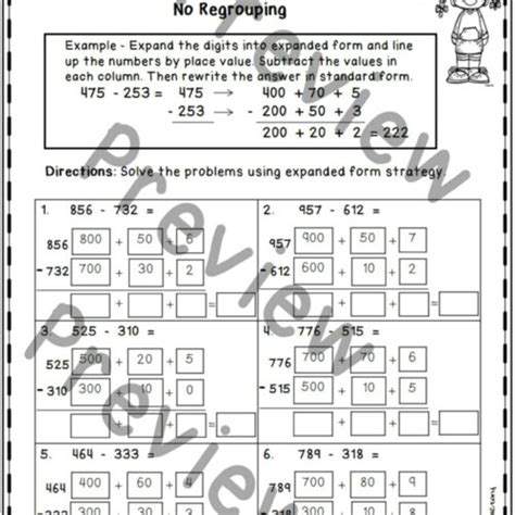 Image result for Subtraction Expanded Form Worksheets