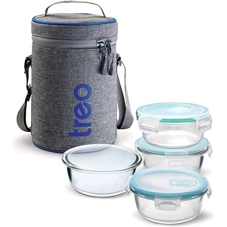 Buy MILTON TREO All Fresh Borosilicate Glass Tiffin Lunch Box 4 Round ...