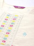 Buy Off-White Embroidered Cotton Straight Kurta With Dupatta Online at ...