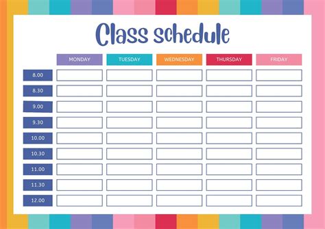 Free printable class schedule templates to customize - Worksheets Library