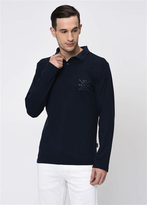 Get Midnight Blue Long Sleeves Polo T-Shirt at ₹ 349 | LBB Shop
