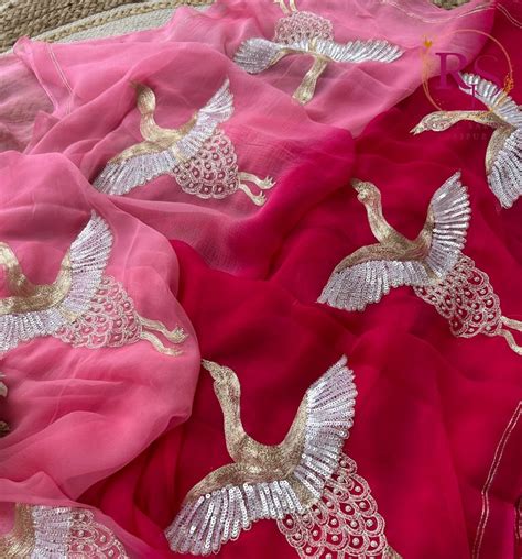 Swan Sequin Chiffon Saree – miraahe.com