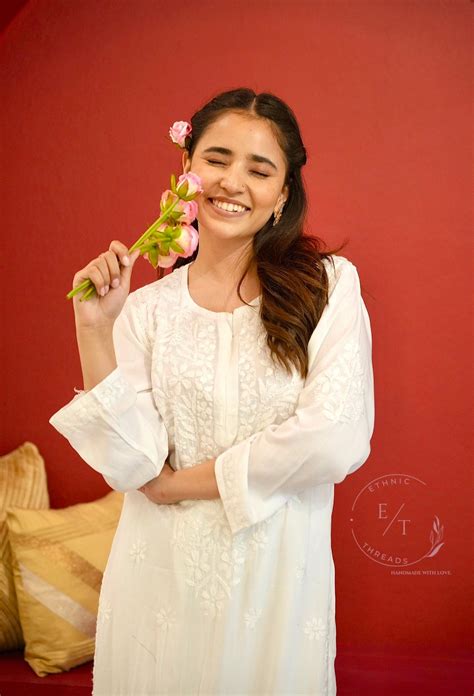 Gulbahar Chikanakri kurti in White – Ethnic Threads